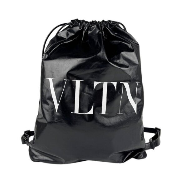 Auth Valentino Garavani VLTN Backpack Black/White Leather - z3804